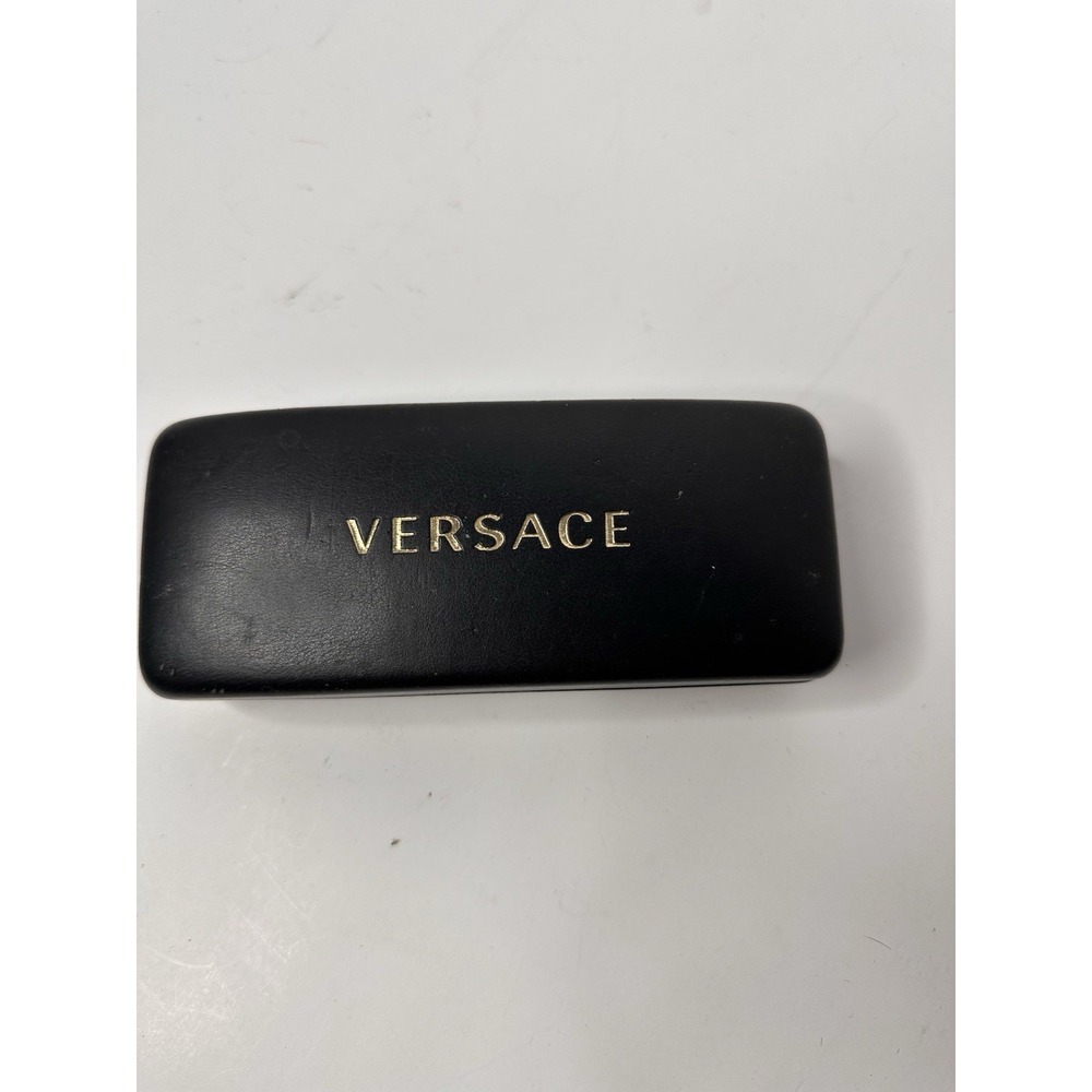 Versace Black Hard Case For Sunglasses Eye Glasses Vintage Gold Logo Italy